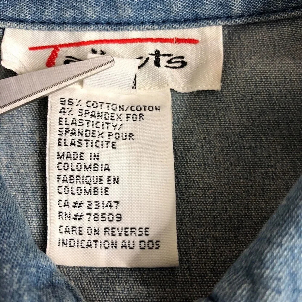 Vintage Talbots Vest Womens Small Blue Denim Button Front Cotton Spandex Pockets - Picture 5 of 15